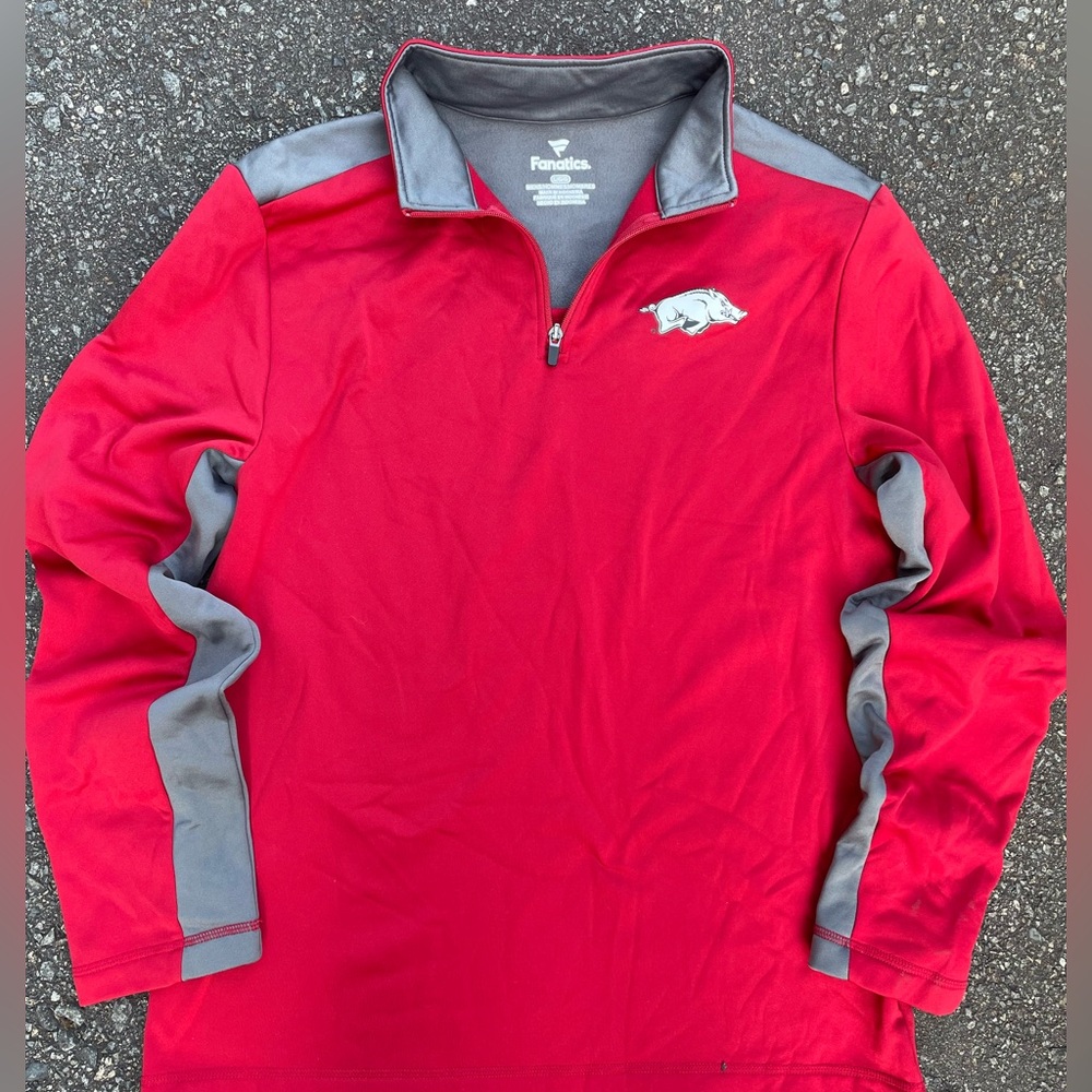 Red fanatics Quarter-Zip Pullover Arkansas, Arkansas Razorbacks men’s size L